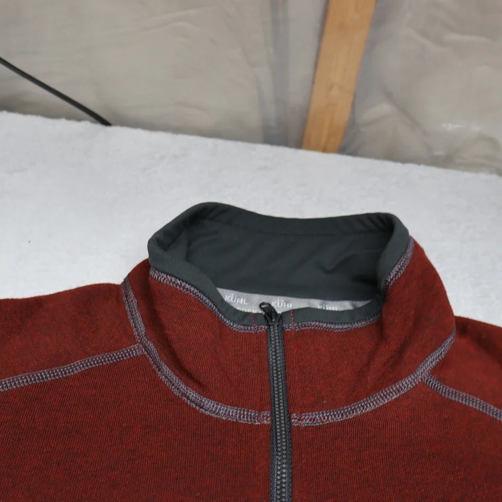 Kuhl Revel Sweater Mens Large‎ Red 1/4 Zip Pullover Fleece Knit Outdoor Hiking